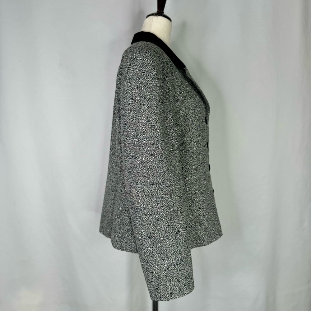 Vintage Pendleton jacket black white tweed wool blend made in USA velvet 12 - Picture 4 of 9
